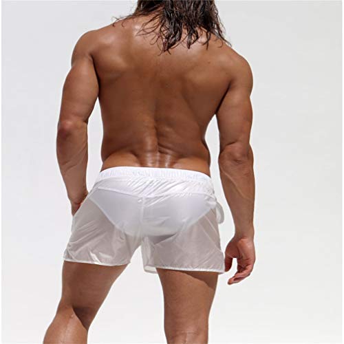 Bañador para Hombre, Pantalones Cortos de Los Transparente Hombres de Secado Rápido Playa Surf Corriendo Pantalones Cortos de Natación Boxeadores (EU L=Tag XL, Blanco)