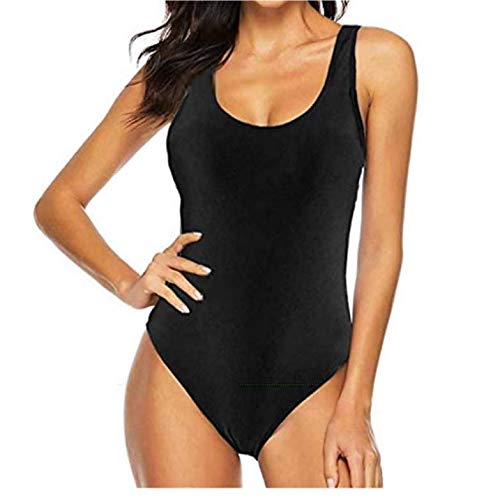 Bañadores de Mujer Traje de una Pieza con Relleno Bañador Push up Ropa de Baño Cintura Alta Size Gradiente de Color Cruz Atrás Slim Fit Cuerpo Atractivo Bañera Bikini (Black, 2XL(14-16))