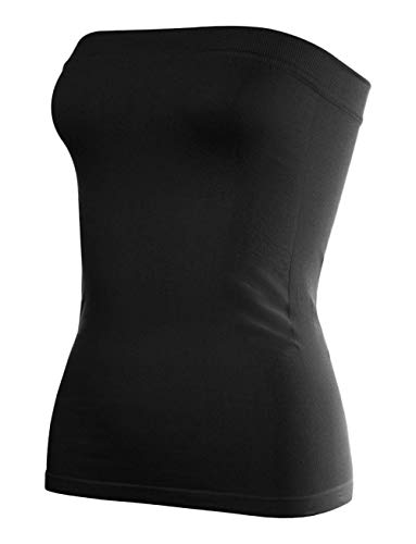 Bandeau Tops Mujeres sin Tirantes Camisetas Tube Crop Tops Tank Sexy Casual Verano sin Mangas de Playa Chalecos sin Costuras Elástica Camisetas Negro Blanco Natural L