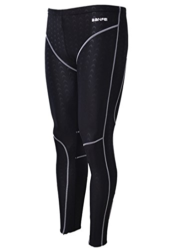 BanFei - Bañador Deportivo Hombre para Deportes Acuáticos Competición Chico Ropa de Baño Pantalones Largo para Natación Buceo Surf Playa Negro - Talla L/EU S