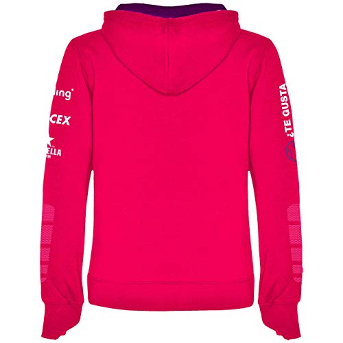 Barcelona Padel Tour | Sudadera para Mujer con Capucha Bicolor, Bolsillo Canguro y Estampación Especial de Pádel con Patrocinadores Nacex Estrella Damm Vueling | Ropa Deportiva Rosa Fucsia XL