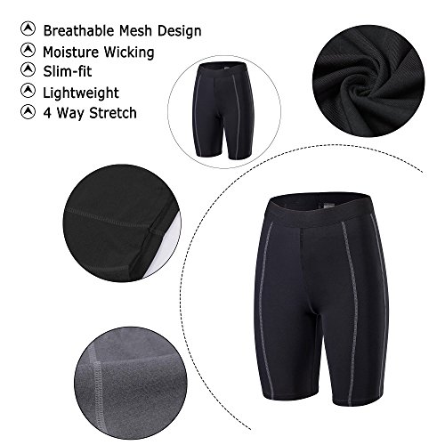 Barrageon Pantalón Corto Tight de Comprensión para Mujer Mallas de Deportivos Secado Rápido Fit para Ejercicio Gimnasio Entrenamiento Cruzado Correr Yoga Jogging Negro-XL