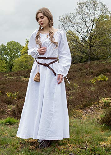 Battle Merchant - Vestido Medieval Vikingo Ana - Ideal para Larp - Blanco - S