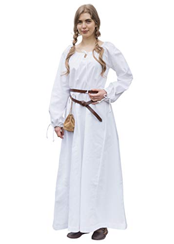 Battle Merchant - Vestido Medieval Vikingo Ana - Ideal para Larp - Blanco - S