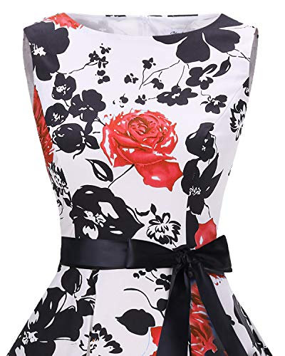 Bbonlinedress 50s Vestidos Vintage Retro Rockabilly Clásico RedFlower XS