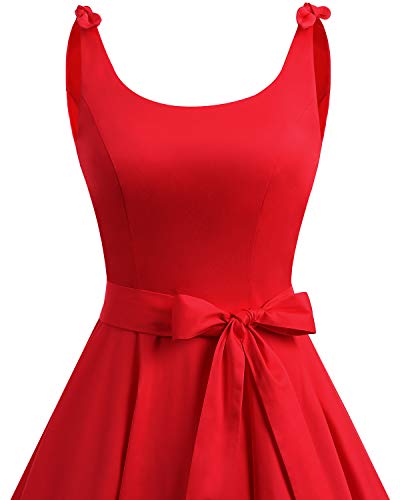 Bbonlinedress Vestidos de 1950 Estampado Vintage Retro Cóctel Rockabilly con Lazo Darkred M