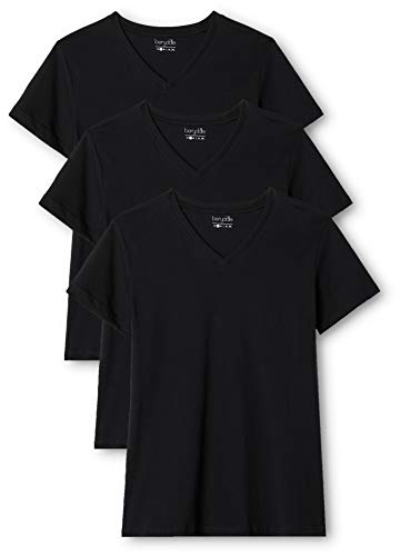 Berydale BD158 Camiseta de manga corta con cuello de pico, Schwarz/Schwarz, XS, Pack de 3