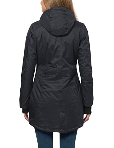 Berydale Parka para mujer con capucha y lazos para los pulgares, Negro, 36 (Talla del fabricante: S)