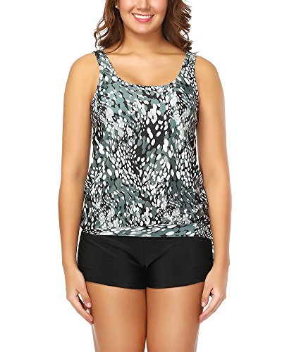 Bikini Conjuntos De Dos Piezas Beachwear Swimsuit Mujeres Tallas Grandes Tank Top Deportivo Tankini Bañadores Gris XL