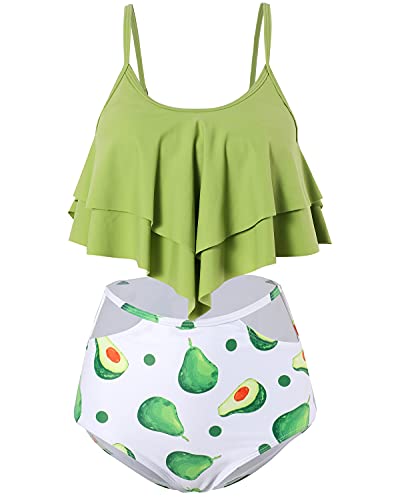 Bikinis Volantes Talle Alto Leopardo Mujer Push Up Bañadores Mujer Bañador Natacion Mujer Tankini Gordita Bikini Flores Bandeau Cintura Alta Talle Grande Swimwear Women Traje de Baño Mujer Palta S