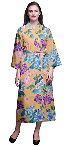 Bimba Naranja Palido Flor Hojas y Rosa Bata de baño Kimono Mujer Impresa Bata Kimono para niñas Batas Cruzadas Bata de baño para niñas XS