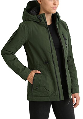 BlendShe Colette Parka De Entretiempo Abrigo Chaqueta para Mujer con Capucha, tamaño:M, Color:Forest Night (20124)