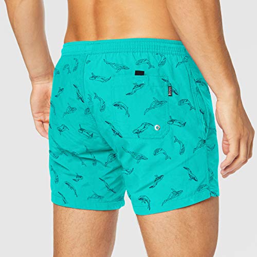 BOSS White Shark Bañador, Turquesa (Turquoise/Aqua 444), Small para Hombre