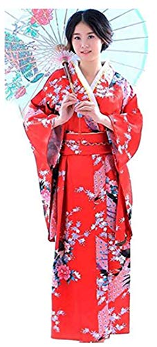 Botanmu Women's Kimono Robe Japanese Dress Photography Cosplay Costume 5 Colors (rojo)