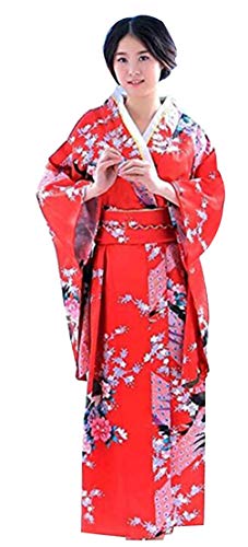 Botanmu Women's Kimono Robe Japanese Dress Photography Cosplay Costume 5 Colors (rojo)