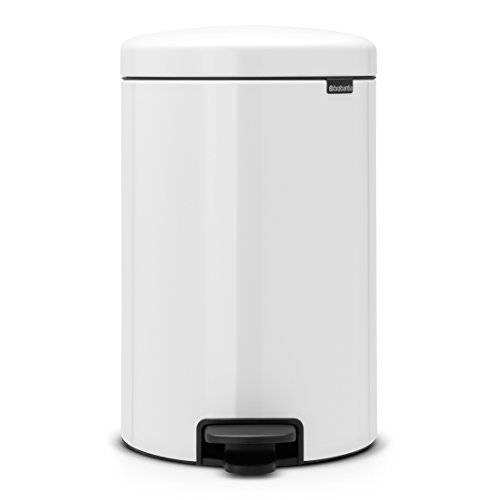 Brabantia Newicon 111846-Cubo de Basura con Pedal, 20 l, Color Blanco, Acero Inoxidable