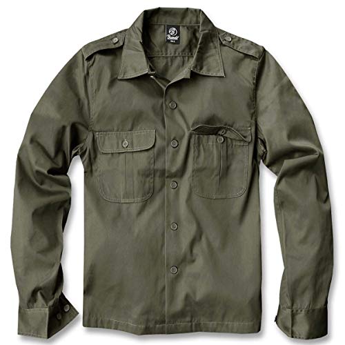 Brandit US Hemd Langarm Camisa, Olive, 3XL para Hombre