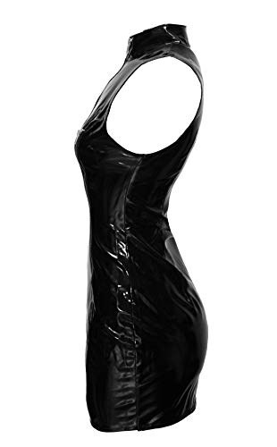 Bslingerie® Lencería de látex para mujer, aspecto mojado, de PVC Negro M