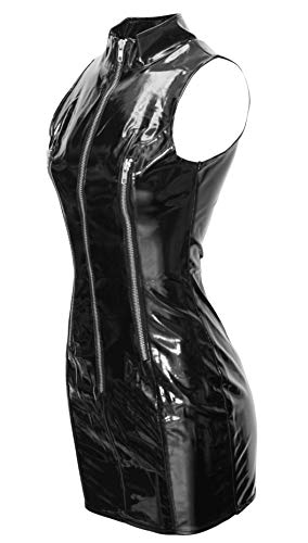 Bslingerie® Lencería de látex para mujer, aspecto mojado, de PVC Negro M