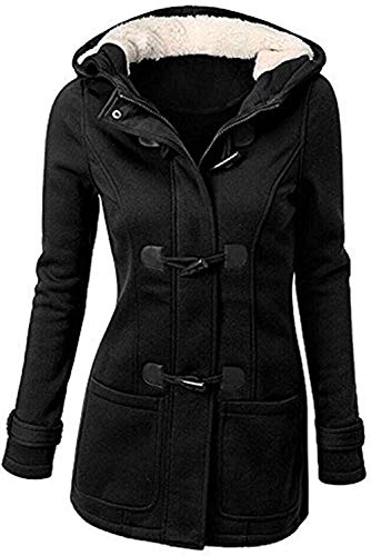 BYD Mujeres Espesar Hoodie Chaquetas Sudaderas con Capucha Encapuchada Abrigo con Horn Botones Jacket Cardigans Tops