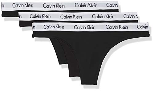 Calvin Klein 3Er-Pack Strings-Carousel Tanga, Negro (Black 001), XS para Mujer