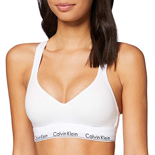 Calvin Klein Bralette – Modern Cotton Sujetador Deportivo, Blanco (White 100), L (94-99 cm) para Mujer