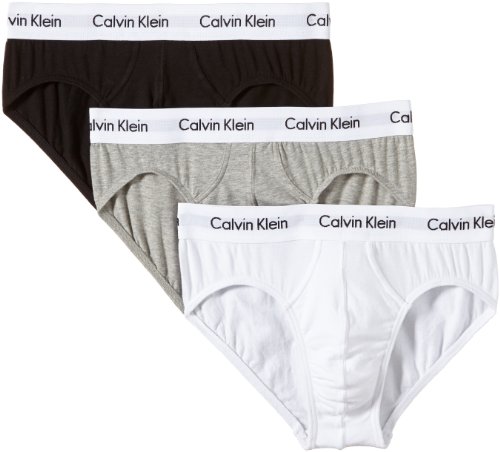 Calvin Klein Hip Brief 3pk Slip, Multicolor (Blanco/Gris/Negro 998), XL (Pack de 3) para Hombre