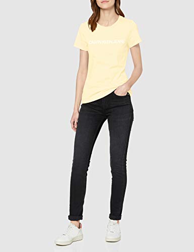 Calvin Klein Institutional Logo Slim Fit tee Camiseta, Amarillo (Mimosa Yellow Zhh), M para Mujer