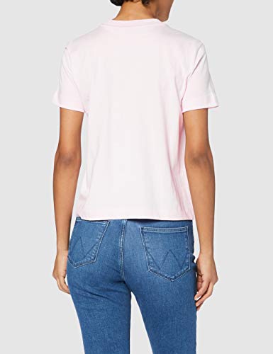 Calvin Klein Jeans Shrunken INSTITUTIONAL tee Cuello extendido, Rosa Perlado, XL para Mujer