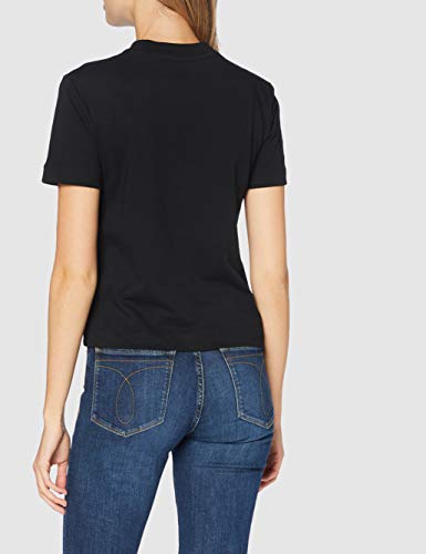 Calvin Klein Shrunken Institutional Gmd tee Camisa, Black, XS para Mujer