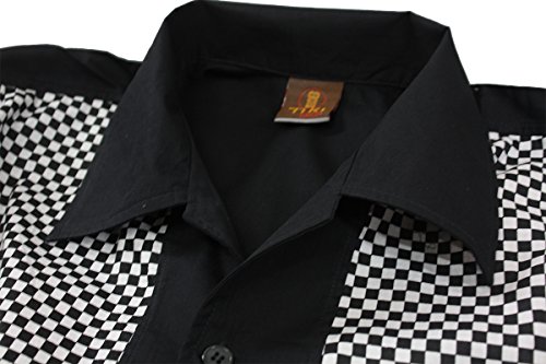 Camisa de bolos para hombre, diseño de cuadros, color negro negro y blanco M