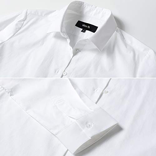 Camisa de Vestir Elástica Mujer, diseño clásico Trabajo/Reunion/Ceremonia/Boda/Fiesta/Ocasiones Formales/Casuales, Blanco, Cuello 47CM, Pecho 136CM