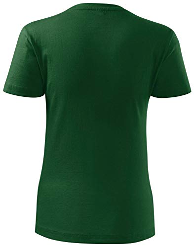 Camiseta clásica para mujer. Verde botella. S