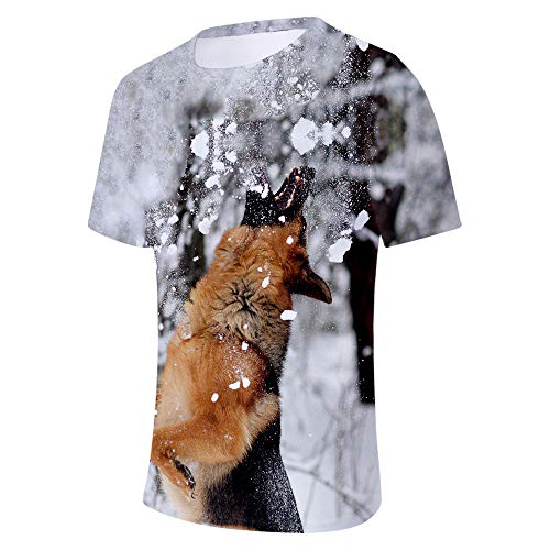 Camiseta De Perro con Personalidad De Dibujos Animados para Hombre, Moda Divertida con Animales, Ropa Al Aire Libre, Cuello Redondo, Patrón De Pastor Alemán, Ropa De Hombre Grande-R0958_S_China