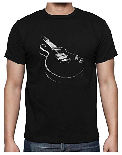 Camiseta para Hombre - Camisetas Guitarra Electrica Camisetas Hombre Rock - Medium Negro