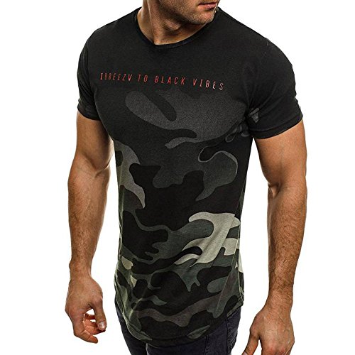 Camiseta para Hombre,VPASS Verano Manga Corta Impresión Camuflaje Moda Diario Slim Fit Casual T-Shirt Blusas Camisas Camiseta Jaspeada de Cuello Redondo Suave básica Camiseta Chándal de Hombres