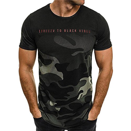 Camiseta para Hombre,VPASS Verano Manga Corta Impresión Camuflaje Moda Diario Slim Fit Casual T-Shirt Blusas Camisas Camiseta Jaspeada de Cuello Redondo Suave básica Camiseta Chándal de Hombres