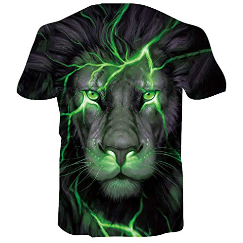 Camiseta Unisex con Estampado de león 3D Divertida Camiseta para Hombre de Verano gráfico Animal Camisetas de Manga Corta Tops M