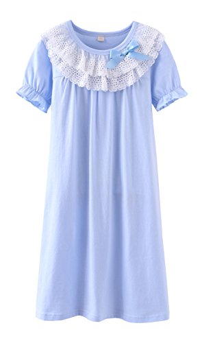 Camisón de encaje niña Camisones de algodón manga corta azul 4-5 años