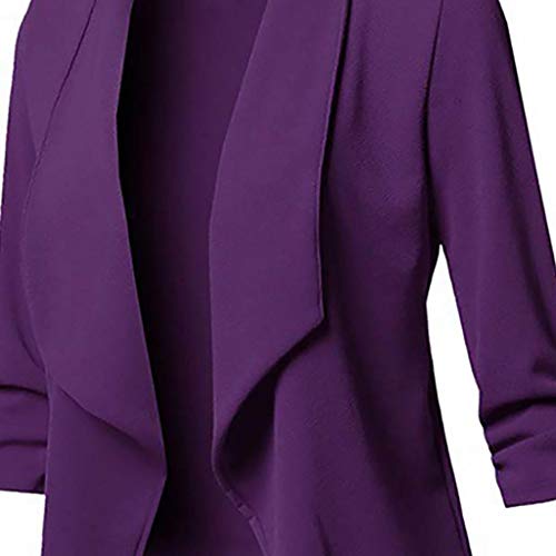 Cardigan Mujer Invierno Otoño 2019 SHOBDW Liquidación Venta Blusa Tops 3/4 Manga Chaquetas de Traje Mujer Formal Blazers Mujer Abrigo Mujer Baratos Cardigans Mujer Tallas Grandes(Morado,XL)