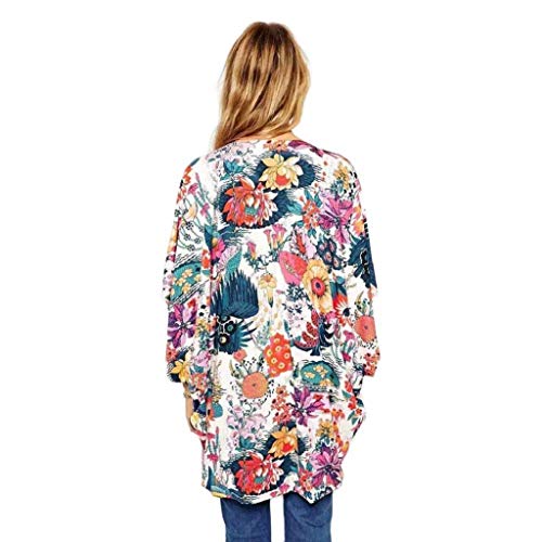 Cardigans Mujer Kimono 2019 Nuevo SHOBDW Pareos Casual Gasa Cover Up Bikini Playa de Verano Cardigans Mujer Flores Suelto Sexy Camisa de Protección Solar(Multicolor,3XL)