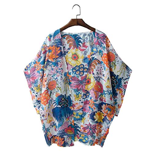 Cardigans Mujer Kimono 2019 Nuevo SHOBDW Pareos Casual Gasa Cover Up Bikini Playa de Verano Cardigans Mujer Flores Suelto Sexy Camisa de Protección Solar(Multicolor,3XL)