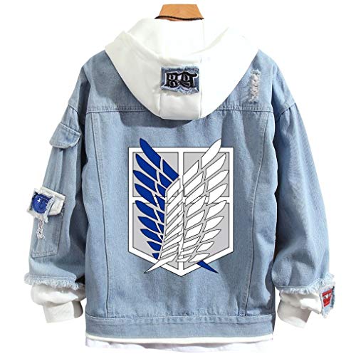 CBBI-WCCI Chaqueta de Mujer Attack on Titan Sudaderas con Capucha Unisex Chaqueta Vaquera Abrigo Sudadera con Capucha CosplayCostumee (Azul, XL / 170-175cm)