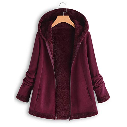 Chaqueta con Capucha Talla Grande Ocasional De Las Mujeres Escudo Larga Rebeca Peludo Vacaciones Caliente Moda Color sólido Capa Sudadera con Capucha Casual Outwear Tops vpass