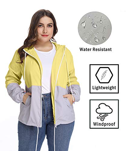 Chaqueta Impermeable Mujer Plus Size con Capucha Ajustable Abrigo Impermeable Mujer Chaqueta Manga Larga con Capucha Sudadera Deporte Portable Seco Rápido Rompevientos Tallas Grandes Mujer