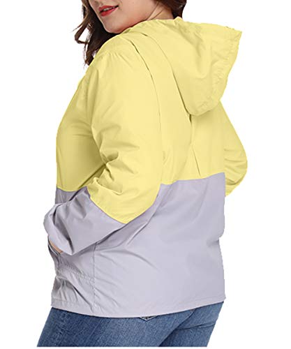 Chaqueta Impermeable Mujer Plus Size con Capucha Ajustable Abrigo Impermeable Mujer Chaqueta Manga Larga con Capucha Sudadera Deporte Portable Seco Rápido Rompevientos Tallas Grandes Mujer