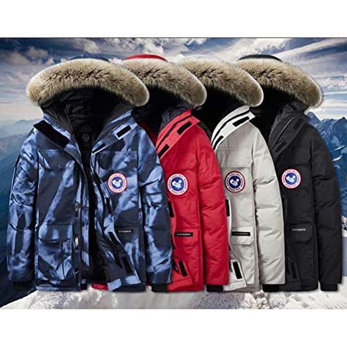 Chaqueta Invierno Hombre con Capucha Chaqueta Parka Cálido Abrigo Invierno Al Aire Libre Abrigo Chaqueta Blanco L