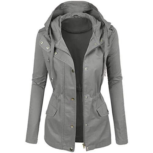 Chaqueta Piel Moto Mujer Talla Grande Chaquetas Cuero Sintético para Mujer Abrigos Invierno Cálidos Chaquetas Solapa Cazadora Parka Prendas Abrigo Chaqueta con Capucha Yvelands(Gris,L)