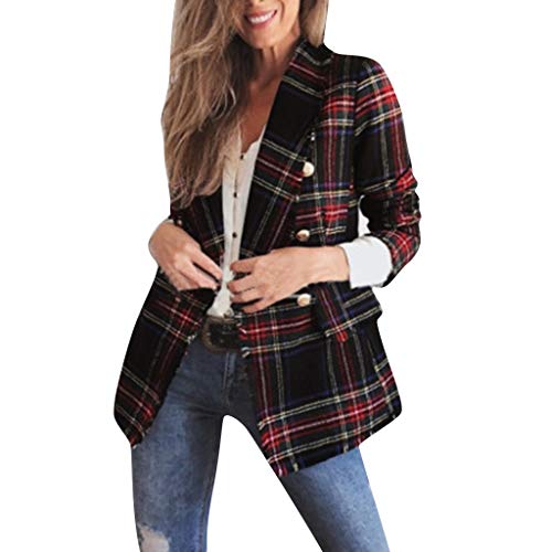 Chaquetas Traje de Mujer Largas Otoño Baratas Tallas Grandes,PAOLIAN Abrigo Paño Trench Joven Mujer Invierno Cuadros Fiesta Vestir Blazer Mujer Elegantes Casual Entallados