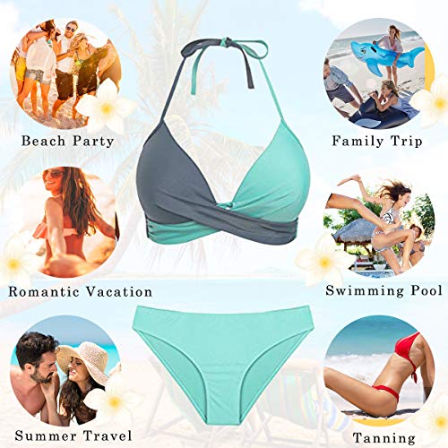 CheChury Bikinis Mujer 2021 Push Up Halter Bikini Traje de baño Acolchado Bra Tops y Braguitas Bikini Sets Talla Grande Bañador Vacaciones